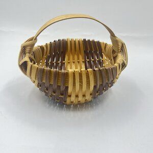 Vintage Woven Oak Splint Egg Large Gathering Buttocks Basket‎ 8”x5.5”